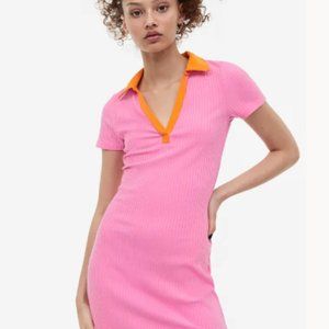 Pink Bodycon Dress with Collar